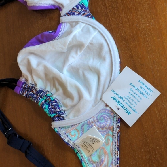 VENUS BOHO Delicate PAISLEY String BIKINI TOP unpadded underwire Sz D2  38B/40A - Picture 9 of 15